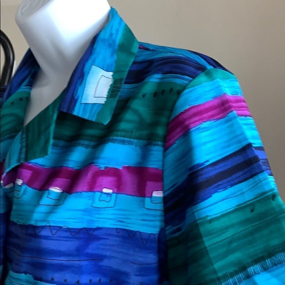 VINTAGE Blue Southwest Short Sleeve Button down Size S - Picture 2 of 7